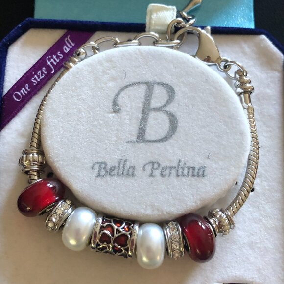 Gorgeous Bella Perlina Burgandy Red Charm Bracelet. One Size. - Picture 4 of 12